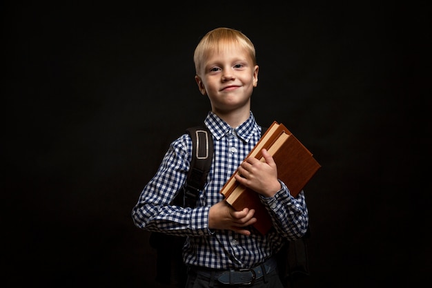 Retrato, niño joven, estudiar