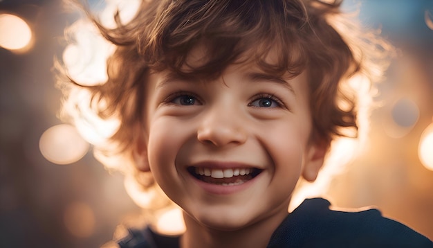Retrato de un niño lindo sonriendo y mirando a la cámara