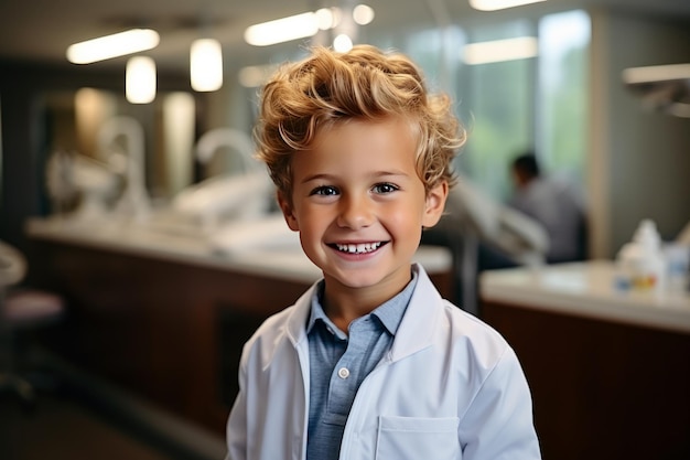 Retrato de niño mientras visitaba la práctica del dentista