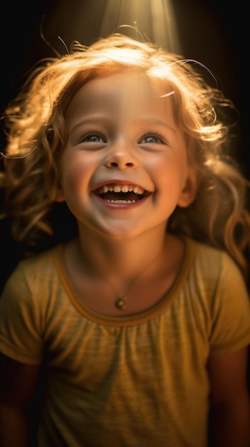 Un retrato de un niño que brilla bajo los rayos del sol