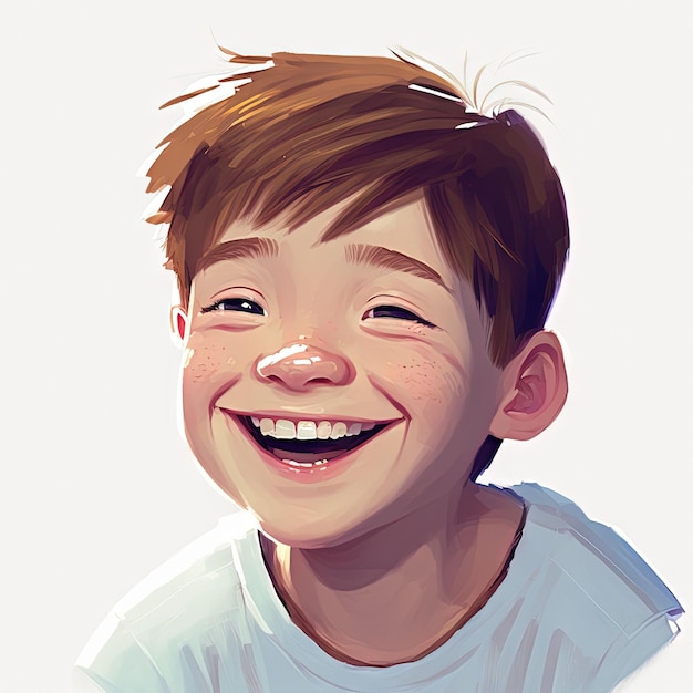 retrato, de, niño, con, sonrisa, en, fondo blanco