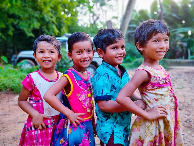Retrato de un niño y sus amigos