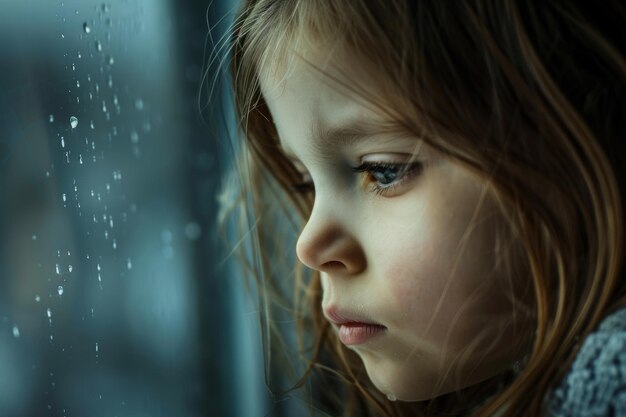 retrato de un niño triste, abandonado y solitario