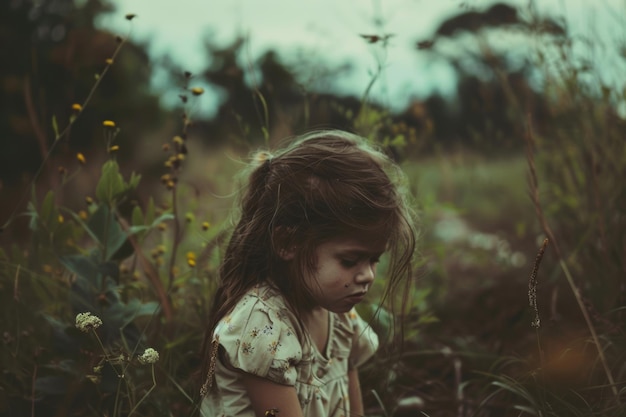 retrato de un niño triste, abandonado y solitario