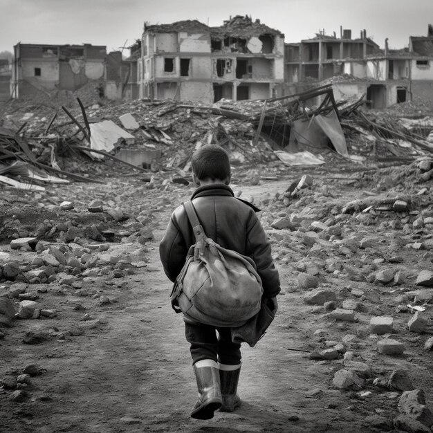 Foto retrato de un niño triste