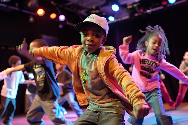 Foto retrato de niños en una fiesta de baile urbano