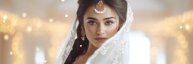 Retrato de una novia hindú feliz