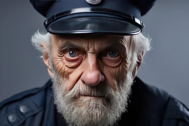 Retrato de un oficial de policía mayor cansado
