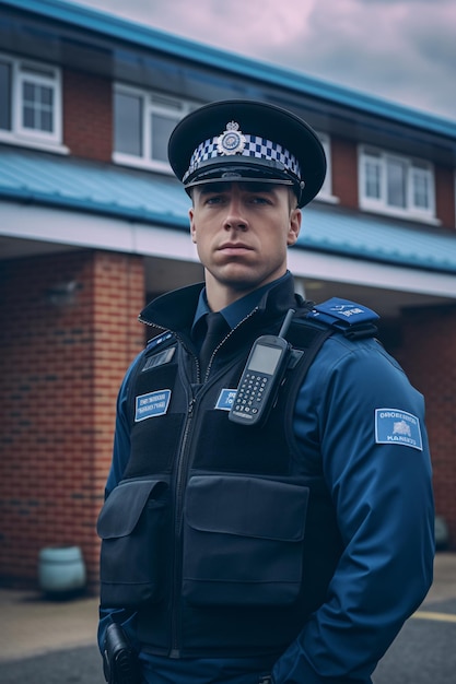 Retrato de un oficial de policía en uniforme