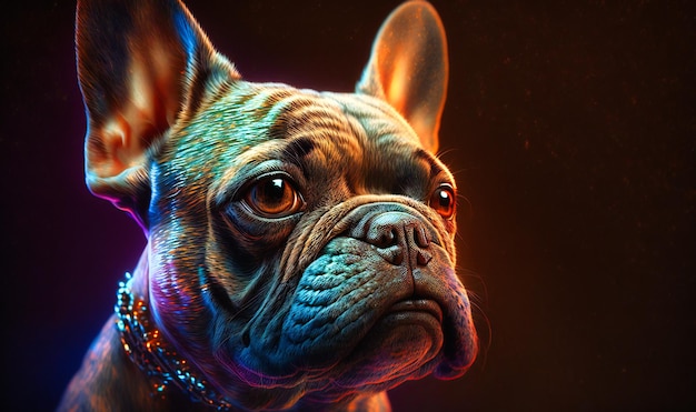 Retrato, olhar de perto, buldogue francês