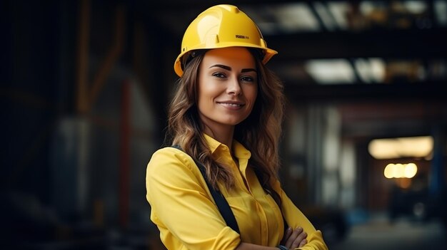 Retrato de una orgullosa muchacha constructora