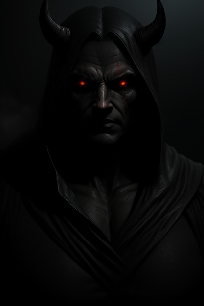 Un retrato oscuro de un Jedi con los ojos rojos.