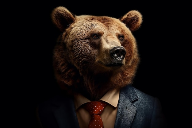 Retrato de oso pardo estilo empresarial IA generativa