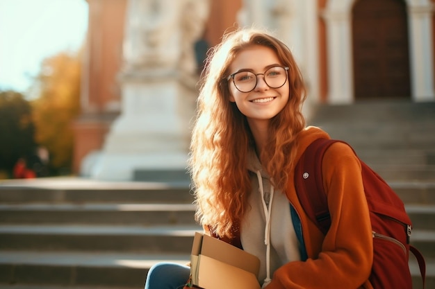 Retrato otimista da adolescência de uma adolescente européia positiva estudante generativa Ai