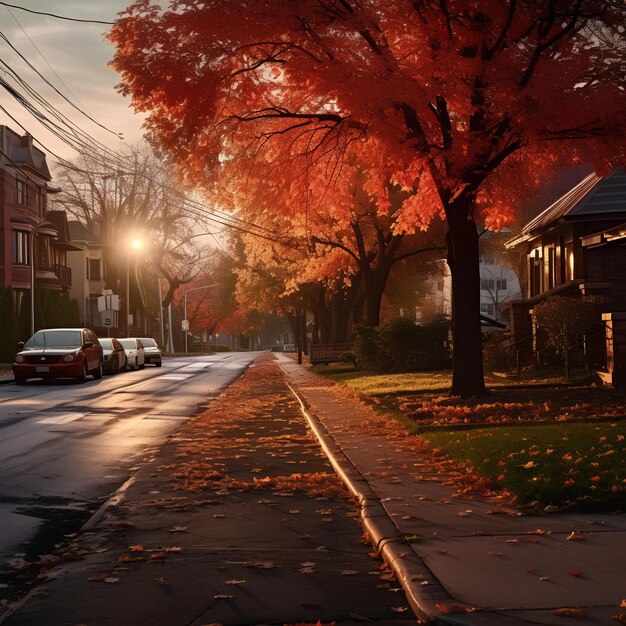 Foto retrato de otoño en la calle de la ciudad