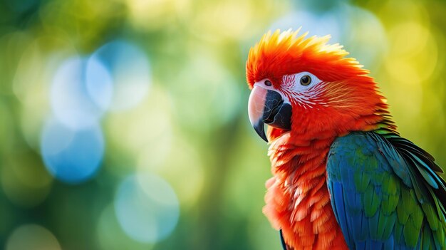 Retrato de pájaro colorido en fondo borroso imagen generada por IA