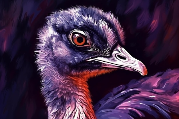 Retrato de un pájaro emú Pintura digital