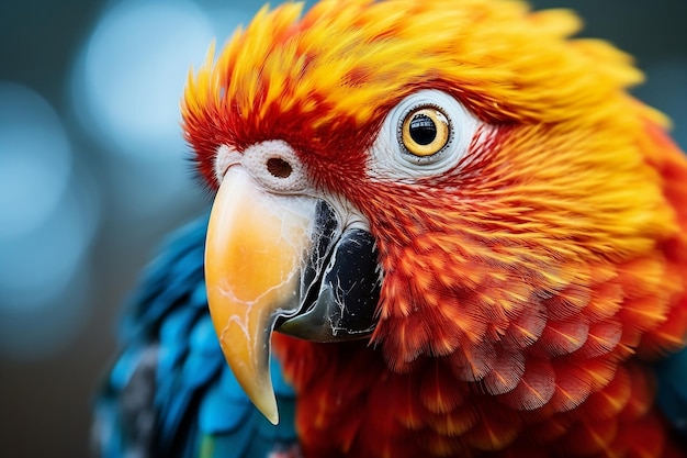 Retrato de pájaro loro vibrante y magnífico de primer plano AI generativa