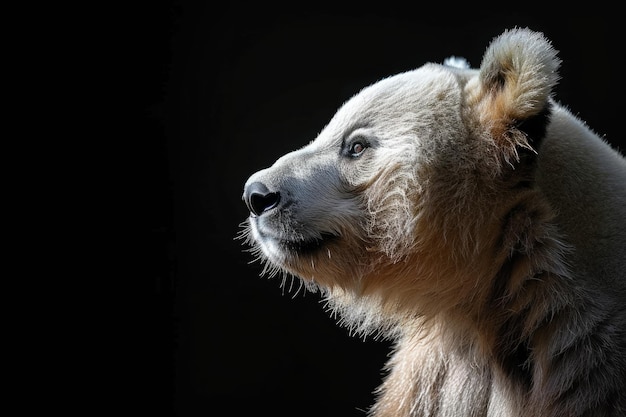 retrato de un panda blanco con fondo oscuro