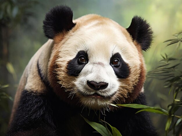 Foto retrato de un panda gigante rojo