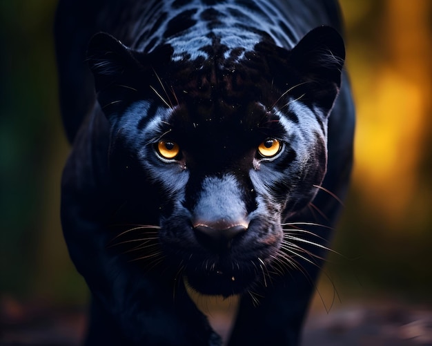Foto retrato de la pantera negra panthera leo