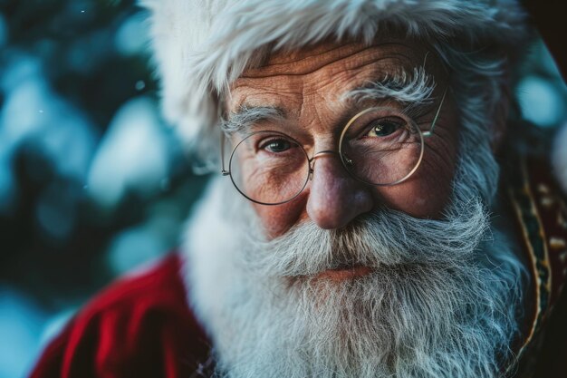 Retrato de Papá Noel en gafas redondas