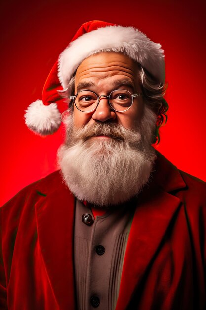 Foto retrato de papá noel poniendo diferentes expresiones de ira a alegría y sorpresa concepto y emociones de navidad imagen creada con ia