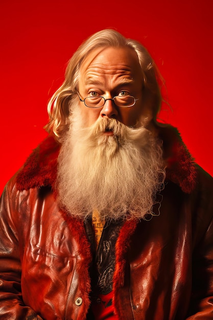 Retrato de Papá Noel poniendo diferentes expresiones de ira a alegría y sorpresa concepto y emociones de Navidad Imagen creada con Ia
