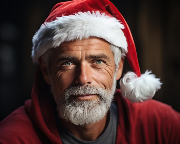 Retrato de un papá Noel triste y serio