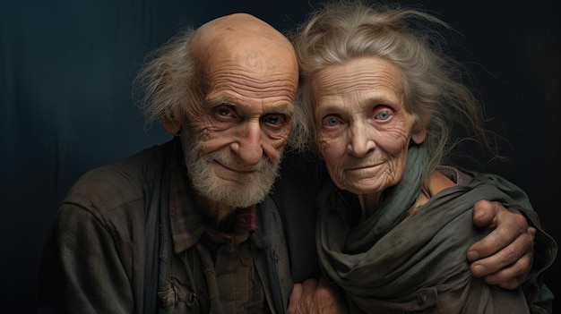Retrato de una pareja de ancianos juntos