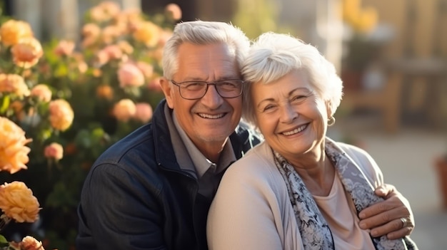 Retrato de una pareja de ancianos sonrientes en la vocación