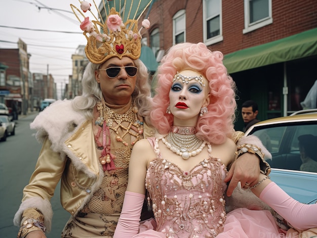 Retrato de una pareja celebrando el Carnaval