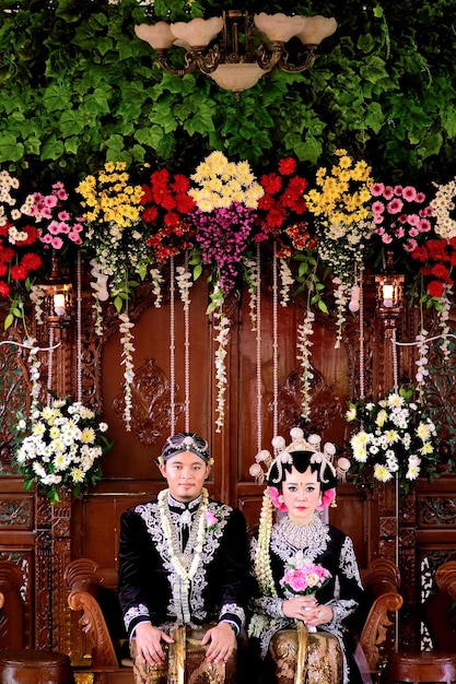 Retrato de la pareja en la ceremonia de la boda