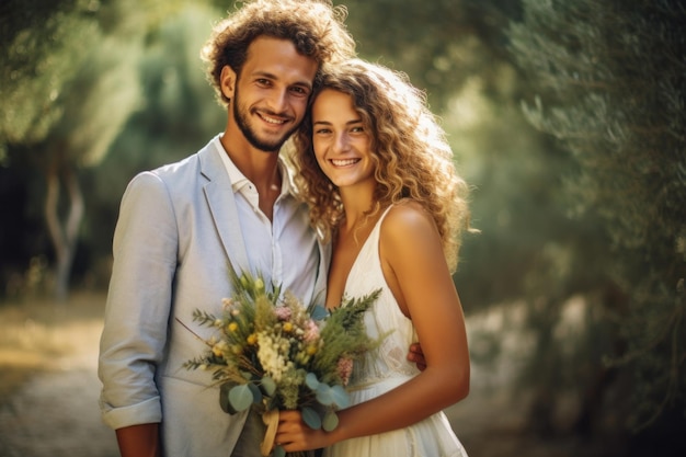 Retrato de una pareja en el día de la boda