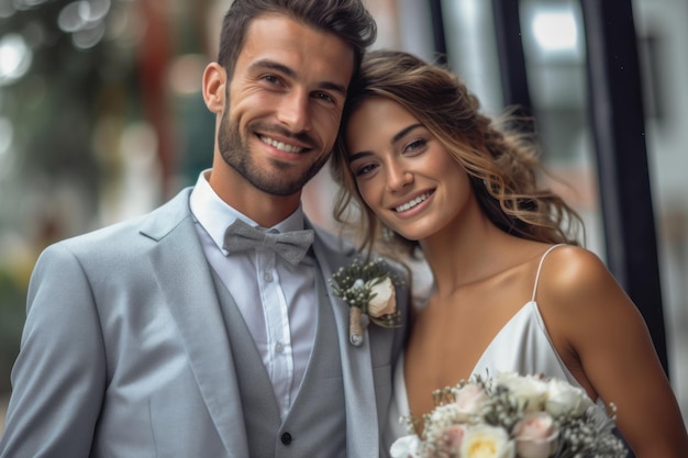 Retrato de una pareja en el día de la boda