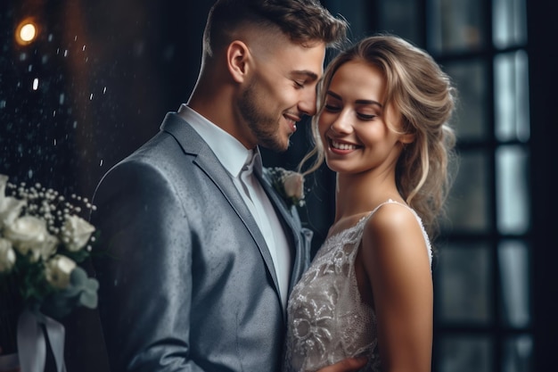 Retrato de una pareja en el día de la boda