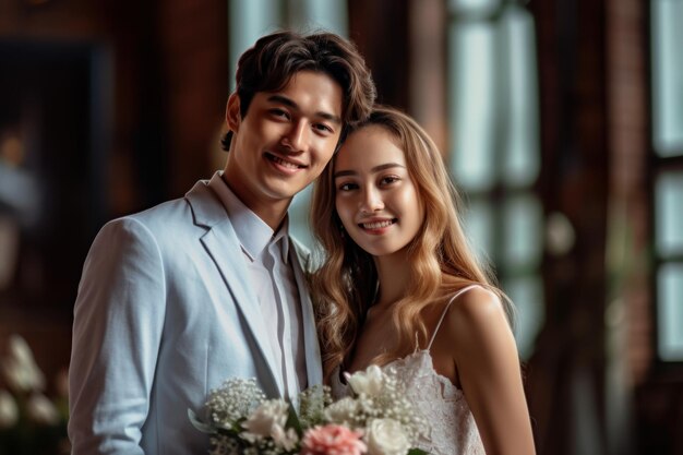 Retrato de una pareja en el día de la boda