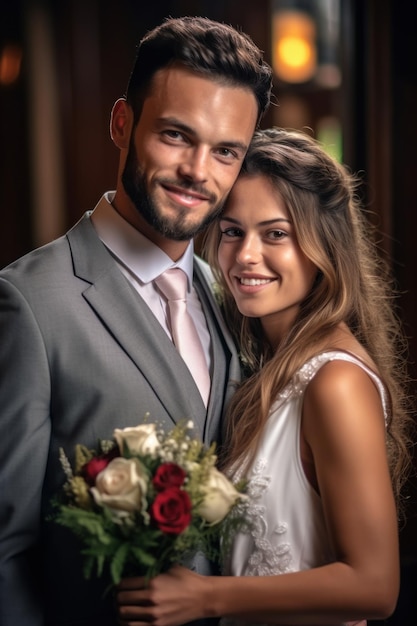 Retrato de una pareja en el día de la boda