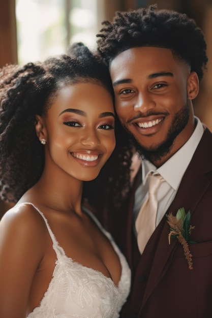 Retrato de una pareja en el día de la boda