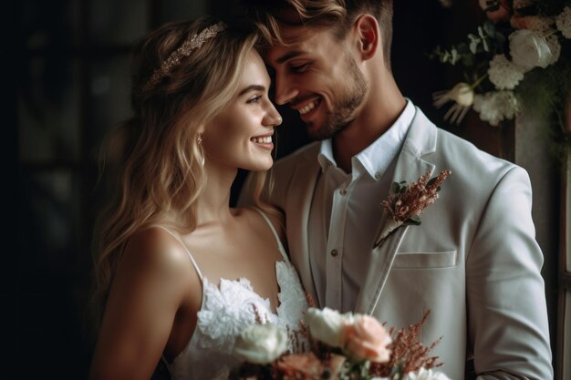 Retrato de una pareja en el día de la boda