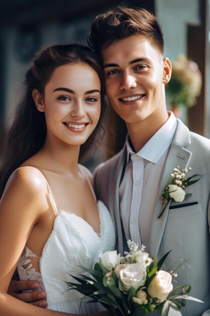 Retrato de una pareja en el día de la boda