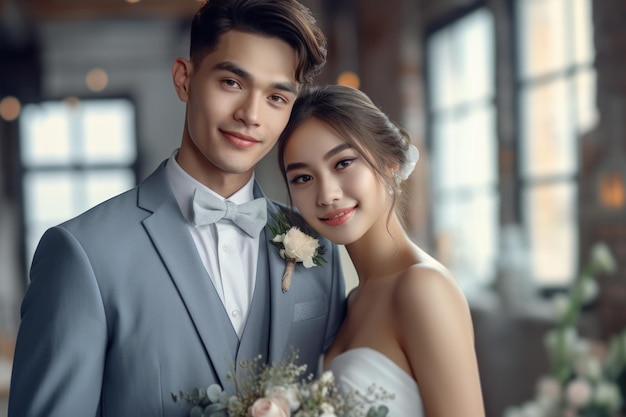 Retrato de una pareja en el día de la boda