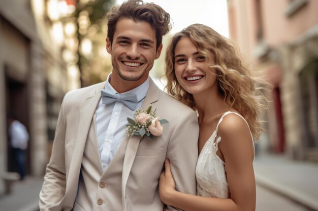 Retrato de una pareja en el día de la boda