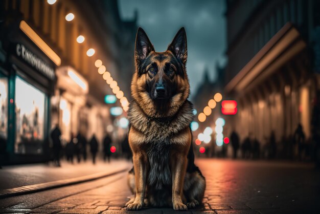 Retrato de pastor alemán en la calle Concepto de cuidado de la vida animal, salud y mascotas