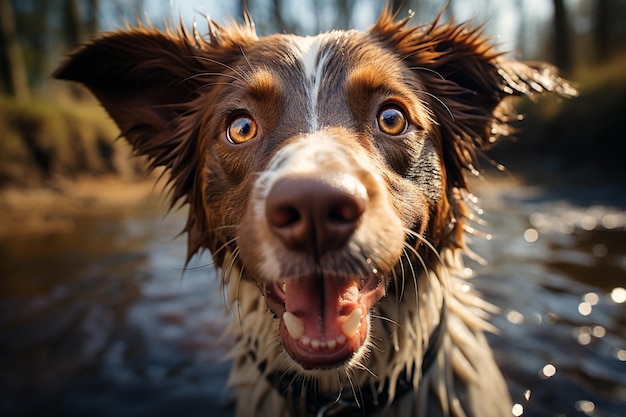 retrato de un perro adorable y esponjoso sonriente