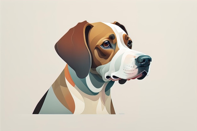 Retrato de un perro beagle en un fondo claro Ilustración vectorial generativa ai