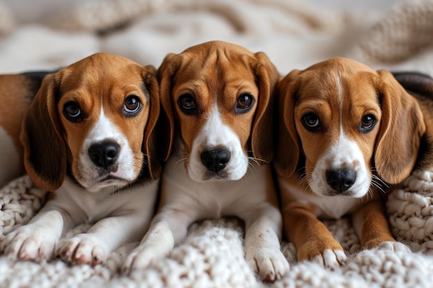 Retrato de un perro beagle en el sofá