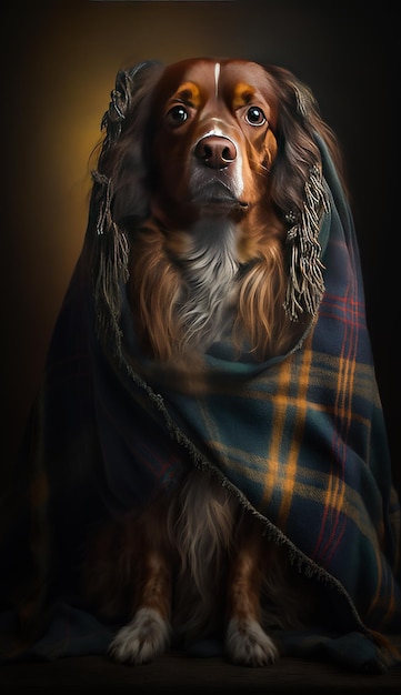 Retrato de perro bonito Lindo perrito adorable sentado AI generativa