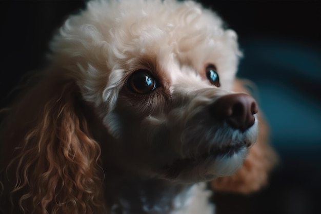 Retrato de un perro caniche Primer plano Enfoque selectivo Ai generado