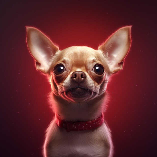 Retrato de perro chihuahua realista sobre fondo rojo 3d pets mascotas animal cute